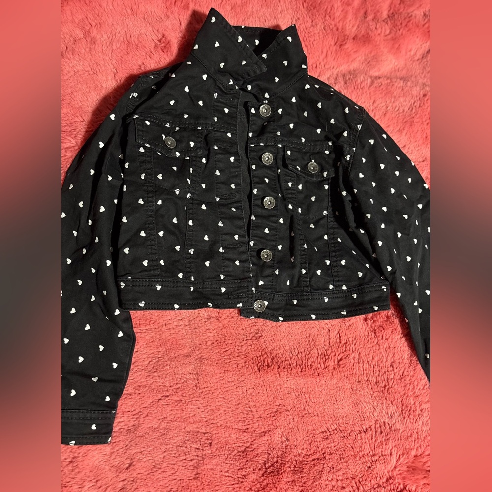 Kids Black Heart Pattern Jacket